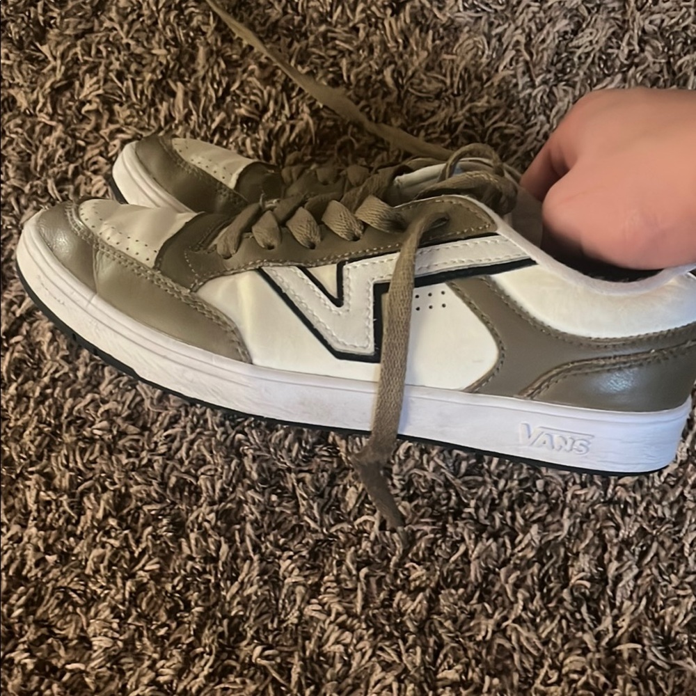 Vans Olive and White Sneakers